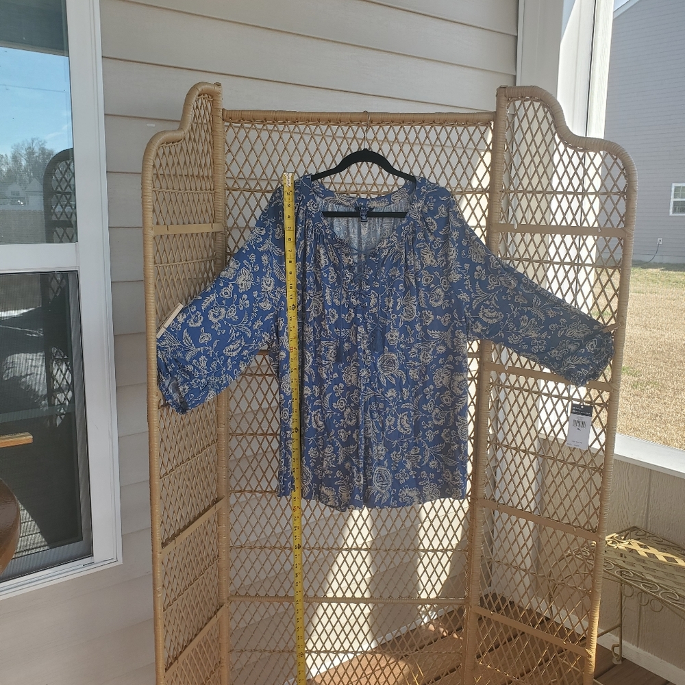 Chaps Top, women's 3X, Blue and Tan - Picture 2 of 6